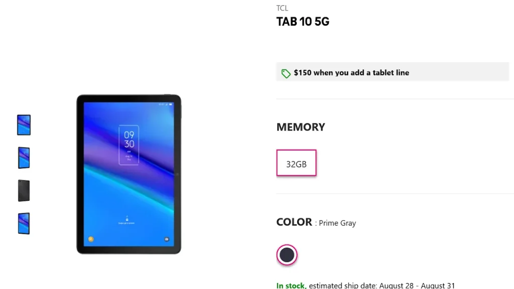 MediaTek Kompanio 800T版「TCL TAB 10 5G」